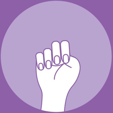 Icons with hand where fingers are trapping the thumb