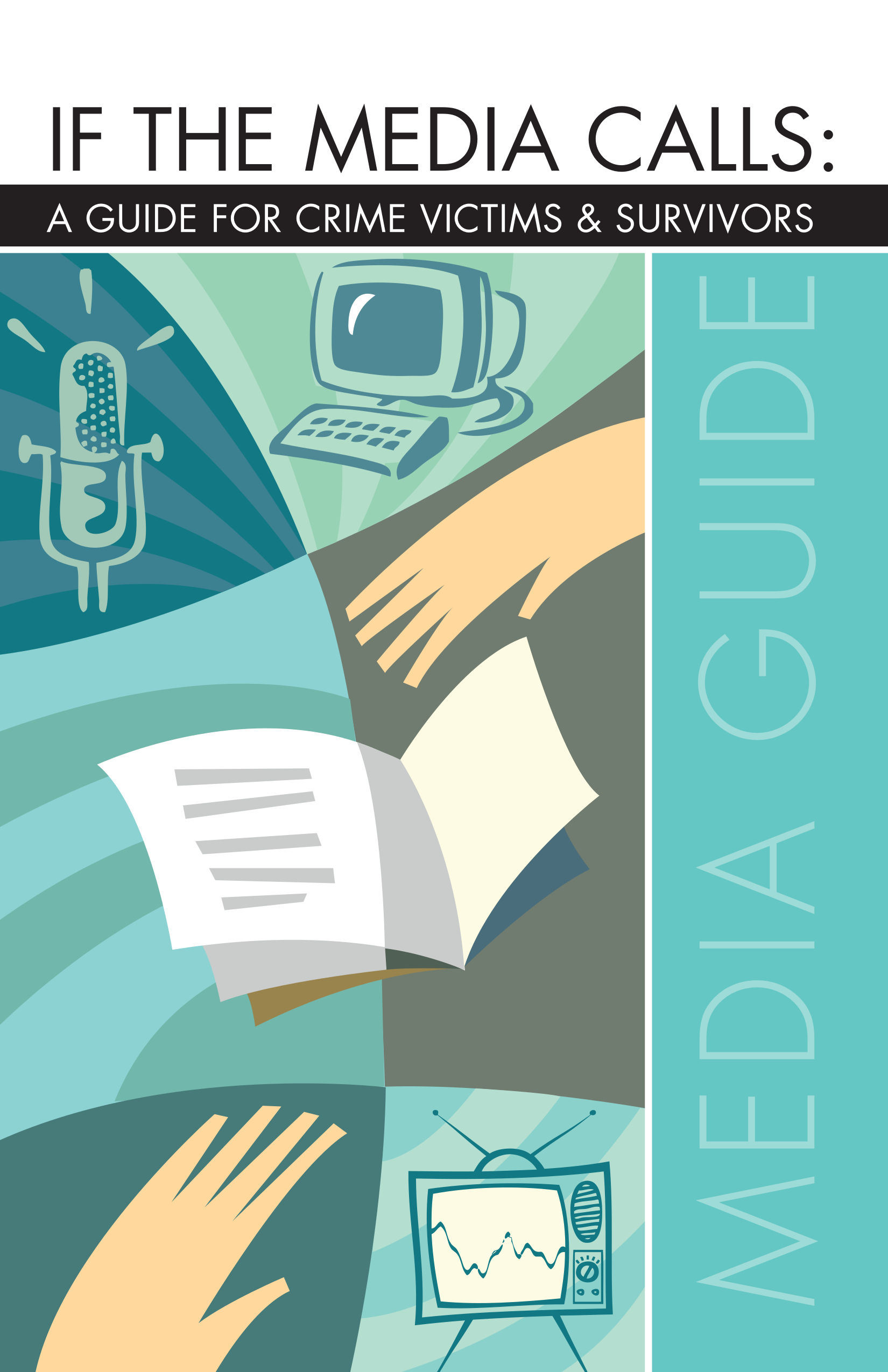 illustration of the media booklet cover with tv, computer, mic and booklet