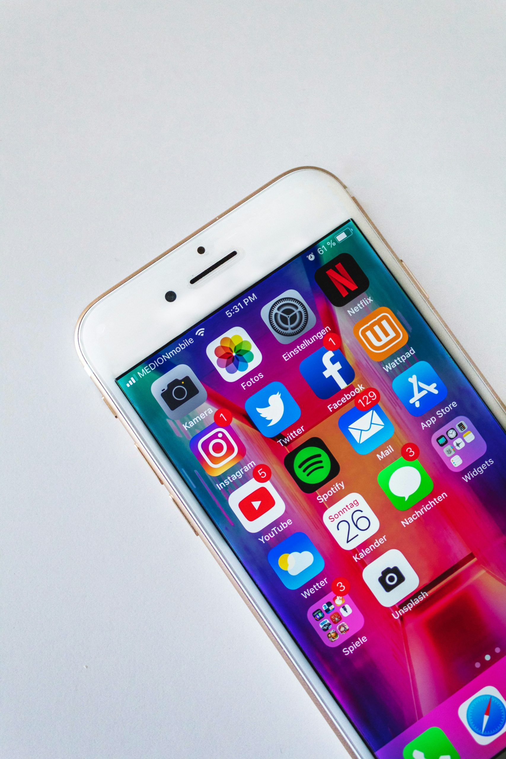Social media icons on an apple iphone